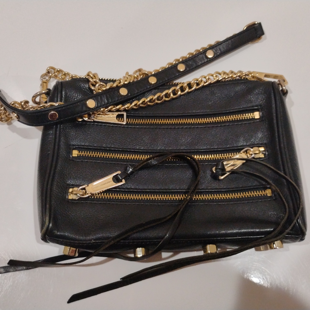 Rebecca Minkoff Black Crossbody Bag with Gold Chains